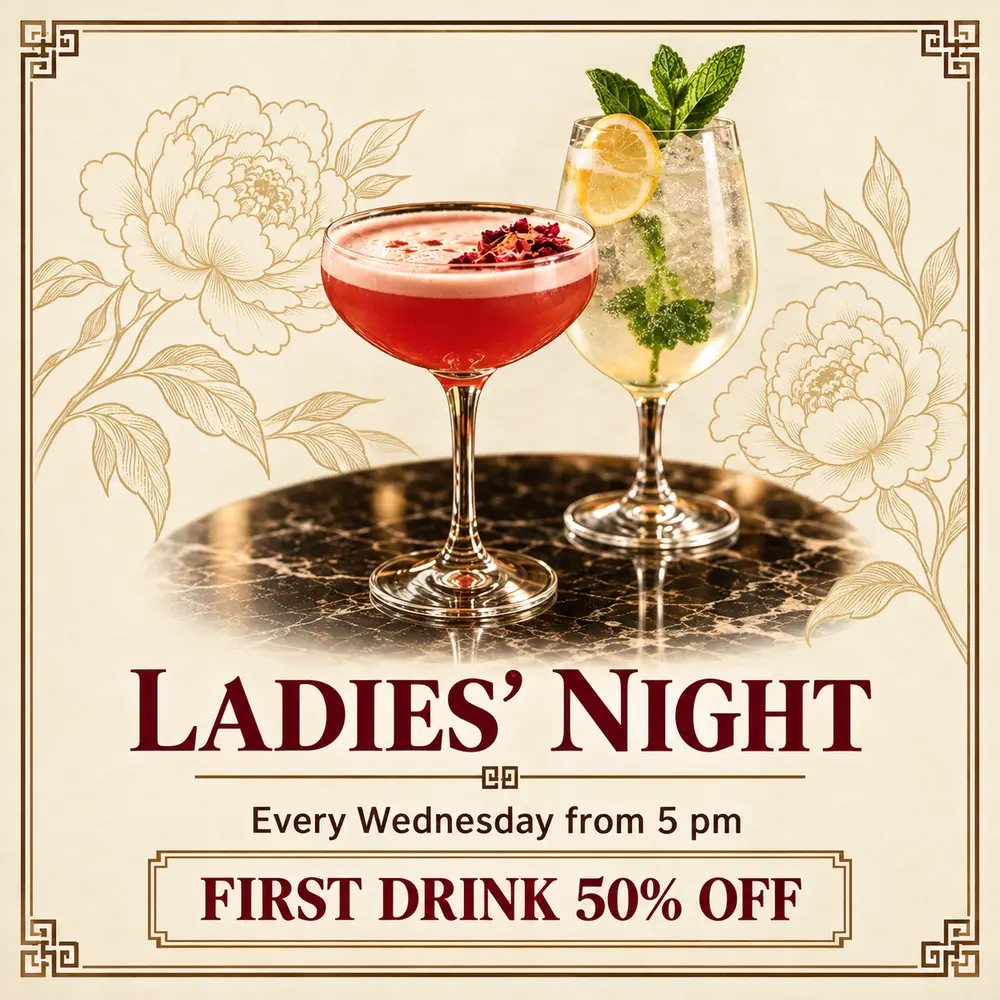 Ladies’ Night every Wednesday from 5 pm — first drink 50% off